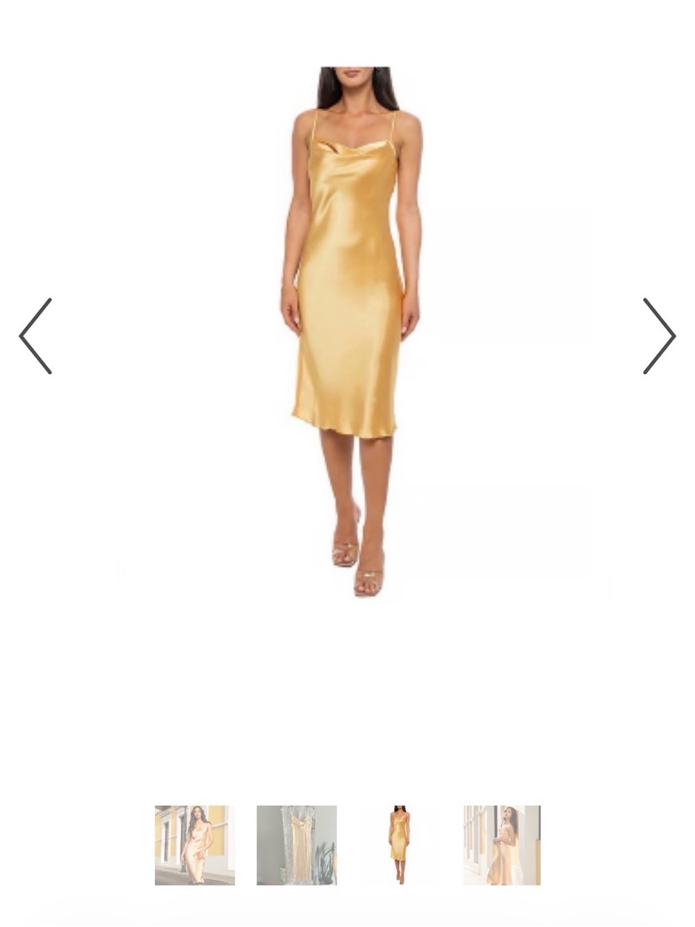 bebe Satin Slip Dress in Champagne - Picture 4 of 4